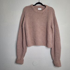 James Street Chunky Lowe Knit Sweater Alpaca Merino Wool Brown Medium Fisherman